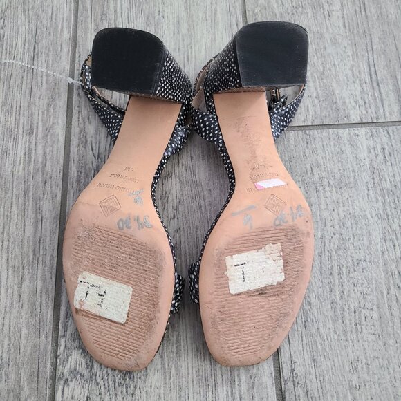 Antonio Melani women's black and white open toe sandal block heel size 6 - Picture 12 of 13